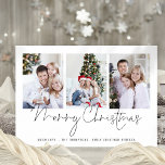 Moderne Familie 3 Foto's Script Droge Kerstmis Kaa Feestdagenkaart<br><div class="desc">Moderne Familie 3 Foto's Script Vrolijk Kerstfeest. Vervang de drie voorbeeldfoto's eenvoudig door uw eigen foto's en personaliseer ze met uw begroeting en namen onderaan. Vrolijk kerstfeest is in een stijlvol setscript. Ook beschikbaar als digitale download.</div>