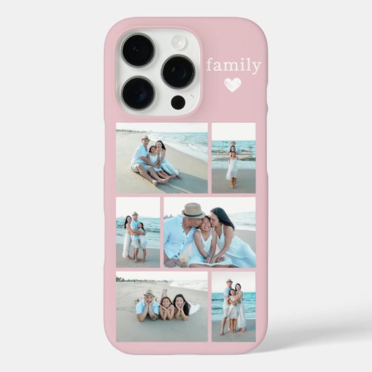 Moderne Familie 6 Foto Blos Roze Case-Mate iPhone Case (Achterkant)