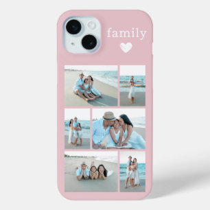 Moderne Familie 6 Foto Blos Roze iPhone 15 Mini Hoesje