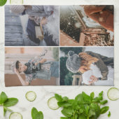 Moderne familie 6 Foto Collage Keepomwille Theedoek (Gevouwen)