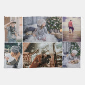 Moderne familie 6 Foto Collage Keepomwille Theedoek (Horizontaal)