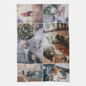 Moderne familie 6 Foto Collage Keepomwille Theedoek (Verticaal)