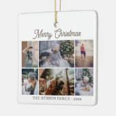 Moderne familie 6 Foto Collage Merry Kerstmis Keramisch Ornament (Links)