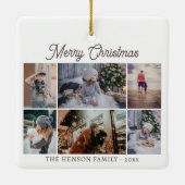 Moderne familie 6 Foto Collage Merry Kerstmis Keramisch Ornament (Achterkant)