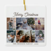 Moderne familie 6 Foto Collage Merry Kerstmis Keramisch Ornament (Voorkant)