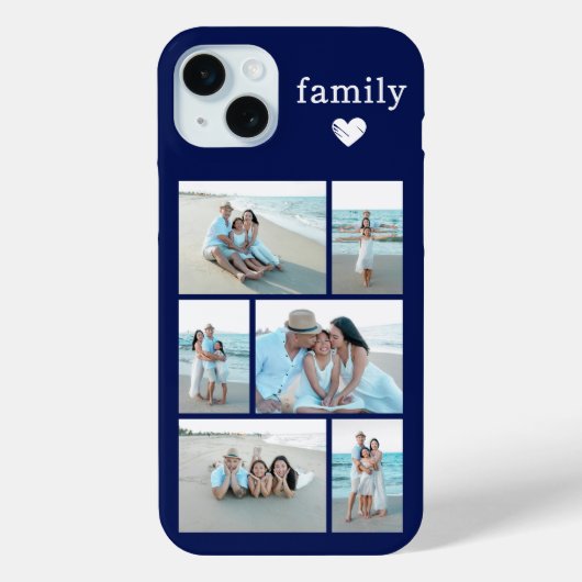 Moderne Familie 6 Foto Navyblauw Case-Mate iPhone Case (Achterkant)
