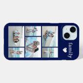 Moderne Familie 6 Foto Navyblauw Case-Mate iPhone Case (Achterkant (horizontaal))