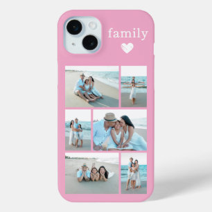 Moderne Familie 6 Foto Roze iPhone 15 Mini Hoesje