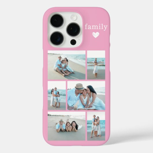 Moderne Familie 6 Foto Roze Case-Mate iPhone Case (Achterkant)