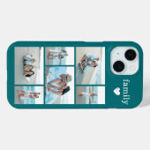 Moderne Familie 6 Foto Teal Case-Mate iPhone Case (Achterkant (horizontaal))