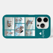 Moderne Familie 6 Foto Teal Case-Mate iPhone Case (Achterkant (horizontaal))