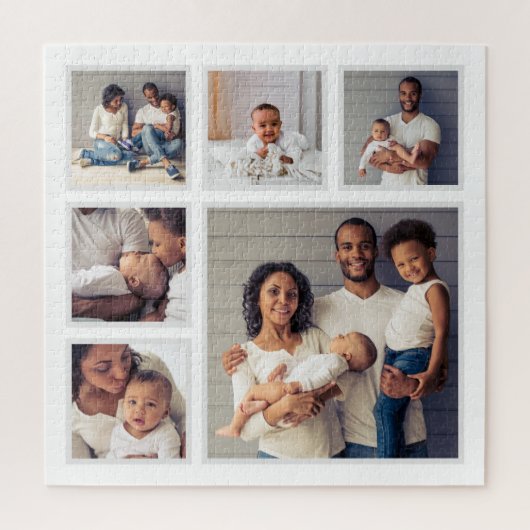 Moderne familie 6 Square Photo Collage Legpuzzel (Verticaal)