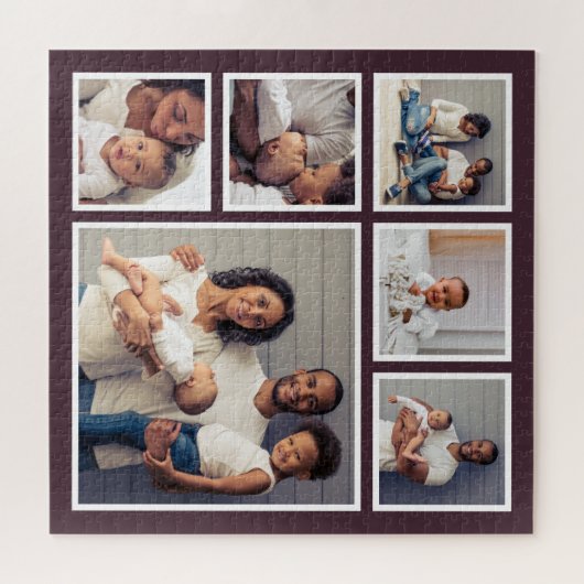 Moderne familie 6 Square Photo Collage Legpuzzel (Horizontaal)