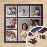 Moderne familie 6 Square Photo Collage Legpuzzel<br><div class="desc">Voeg zes van je favoriete familiefoto's toe aan creëer een prachtige unieke foto-collage puzzel met één groter focal afbeelding en vijf kleinere vierkantjes eromheen. Gebruik de ontwerphulpmiddelen om meer foto's te uploaden, tekst toe te voegen en de doopvonten en de kleuren aan creëer aan te passen uw eigen één van...</div>