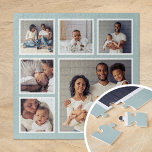 Moderne familie 6 Square Photo Collage Legpuzzel<br><div class="desc">Voeg zes van je favoriete familiefoto's toe aan creëer een prachtige unieke foto-collage puzzel met één groter focal afbeelding en vijf kleinere vierkantjes eromheen. Gebruik de ontwerphulpmiddelen om meer foto's te uploaden, tekst toe te voegen en de doopvonten en de kleuren aan creëer aan te passen uw eigen één van...</div>