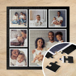 Moderne familie 6 Square Photo Collage Legpuzzel<br><div class="desc">Voeg zes van je favoriete familiefoto's toe aan creëer een prachtige unieke foto-collage puzzel met één groter focal afbeelding en vijf kleinere vierkantjes eromheen. Gebruik de ontwerphulpmiddelen om meer foto's te uploaden, tekst toe te voegen en de doopvonten en de kleuren aan creëer aan te passen uw eigen één van...</div>