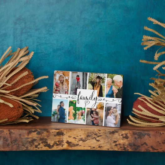 Moderne Familie 8 Foto Keepsake Fotoplaat (Zijkant)