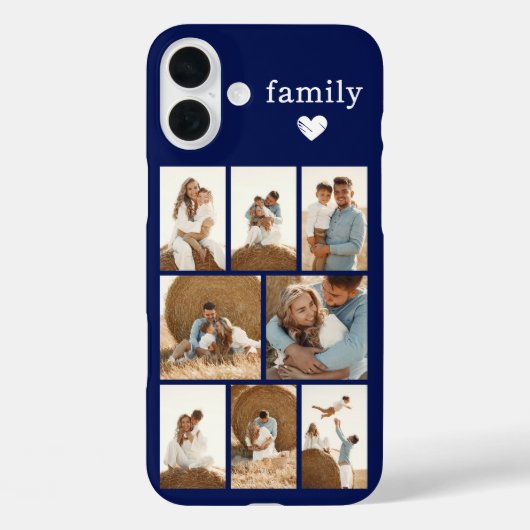 Moderne Familie 8 Foto Navyblauw Case-Mate iPhone Case (Achterkant)