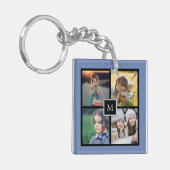 Moderne familie aangepaste foto collage monogram sleutelhanger (Voorkant Links)