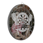 Moderne Familie Aangepaste Naam Trouwfoto Dartbord (Voorkant Links)