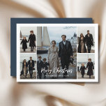 Moderne Familie Blauw Nautisch Kerststrand Foto Feestdagenkaart<br><div class="desc">Deze vakantiekaart heeft een fris blauw-wit ontwerp, perfect voor gezinnen die van het strand houden! Met vijf fotospots kun je je favoriete familiemomenten shows. De kaart heeft een stijlvol script en een nautisch thema met zeilboten, waardoor het er leuk en speciaal uitziet. Het is een geweldige manier om warme wensen...</div>