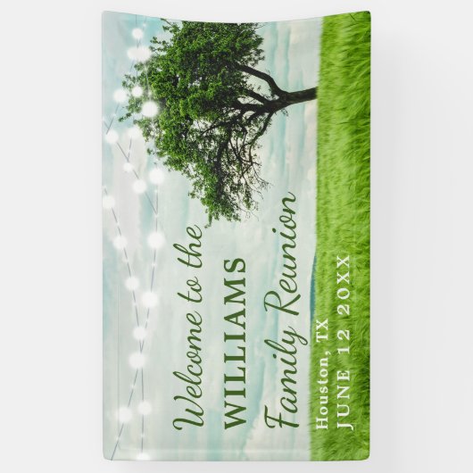 Moderne Familie Boom String Lights Picknick Reunio Spandoek (Verticaal)