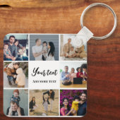 Moderne familie collage eenvoudig gepersonaliseerd sleutelhanger (Achterkant)