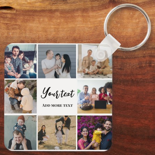 Moderne familie collage eenvoudig gepersonaliseerd sleutelhanger (Achterkant)