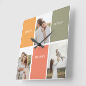 Moderne familie Collage Foto Happy Thanksgiving  Vierkante Klok (Hoek)