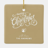 Moderne Familie Collage Foto Kerst Typografie Keramisch Ornament (Achterkant)