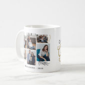 Moderne Familie Collage Foto Kerst Typografie Koffiemok (Voorkant links)