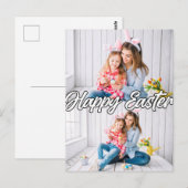 Moderne Familie Custom 2-foto Pasen Briefkaart (Voorkant / Achterkant)