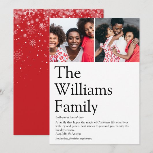 Moderne Familie Definitie Kerstmis Foto's Feestdagenkaart (Voorkant / Achterkant)