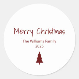 Moderne Familie Eenvoudige Boho Kerstboom Ronde Sticker