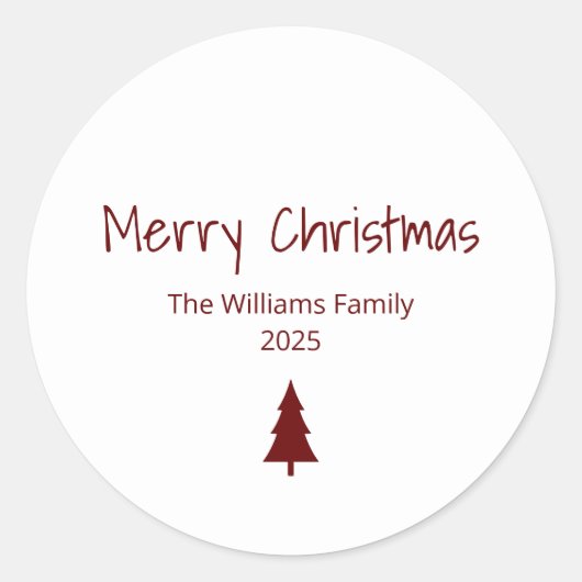 Moderne Familie Eenvoudige Boho Kerstboom Ronde Sticker (Voorkant)
