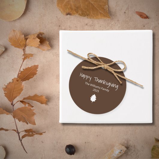 Moderne Familie Eenvoudige Herfstblad Thanksgiving Bedankjes Labels