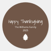 Moderne familie Eenvoudige Leaf Thanksgiving Ronde Sticker (Voorkant)