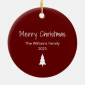 Moderne Familie Eenvoudige Rode Kerstboom Keramisch Ornament (Achterkant)