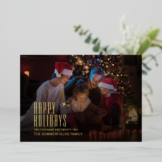 Moderne Familie Feestdagen Foto Christmas Gold (Staand Voorkant)