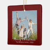 Moderne Familie Feestelijke Kerstfoto Keramisch Ornament (Links)