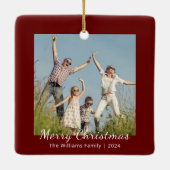 Moderne Familie Feestelijke Kerstfoto Keramisch Ornament (Achterkant)