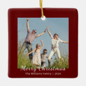Moderne Familie Feestelijke Kerstfoto Keramisch Ornament (Voorkant)