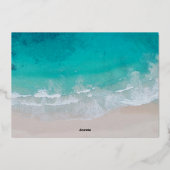 moderne familie foto aan het strand folie feestdagenkaart (Achterkant)