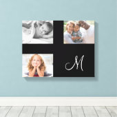 Moderne Familie Foto Aangepaste Collage Monogram Canvas Afdruk (Insitu (Houten vloer))