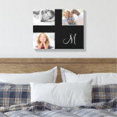 Moderne Familie Foto Aangepaste Collage Monogram Canvas Afdruk (Insitu (Slaapkamer))