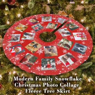 Moderne familie foto collage snowflake kerstbal br kerstboom rok