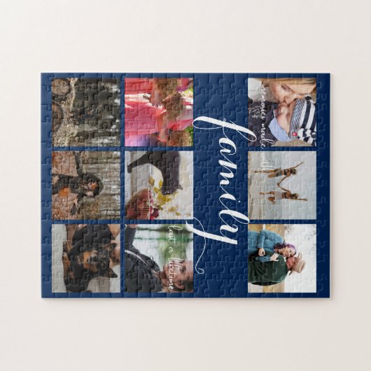 Moderne familie foto collage typografie Keepsake Legpuzzel (Horizontaal)
