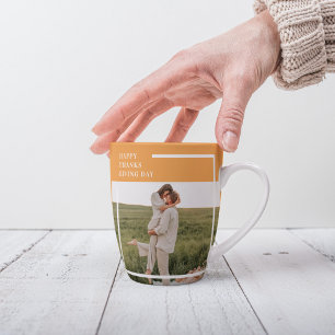 Moderne familie foto en Happy Thanksgiving Day Gif Latte Mok
