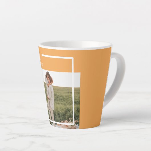 Moderne familie foto en Happy Thanksgiving Day Gif Latte Mok (Rechterhoek)