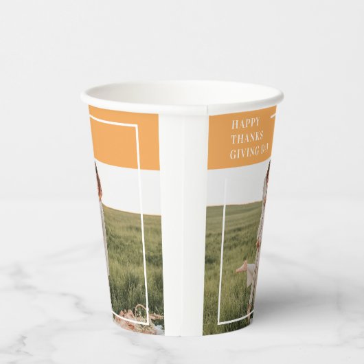 Moderne familie foto en Happy Thanksgiving Day Gif Papieren Bekers (Rechts)
